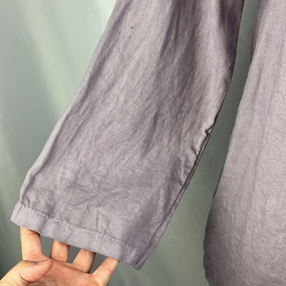 Charlie B Lavender Linen Sequin Button Front Lace Blouse Top Italy Size S - Picture 4 of 12